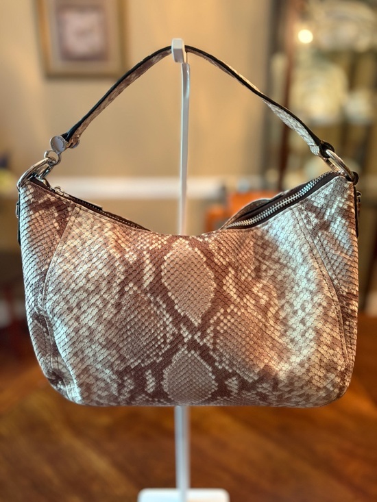 Michael Kors Handbags - NWT Michael Kors Fulton Baguette Bag in (Dark Sand) Taupe Python-Print MSRP $339